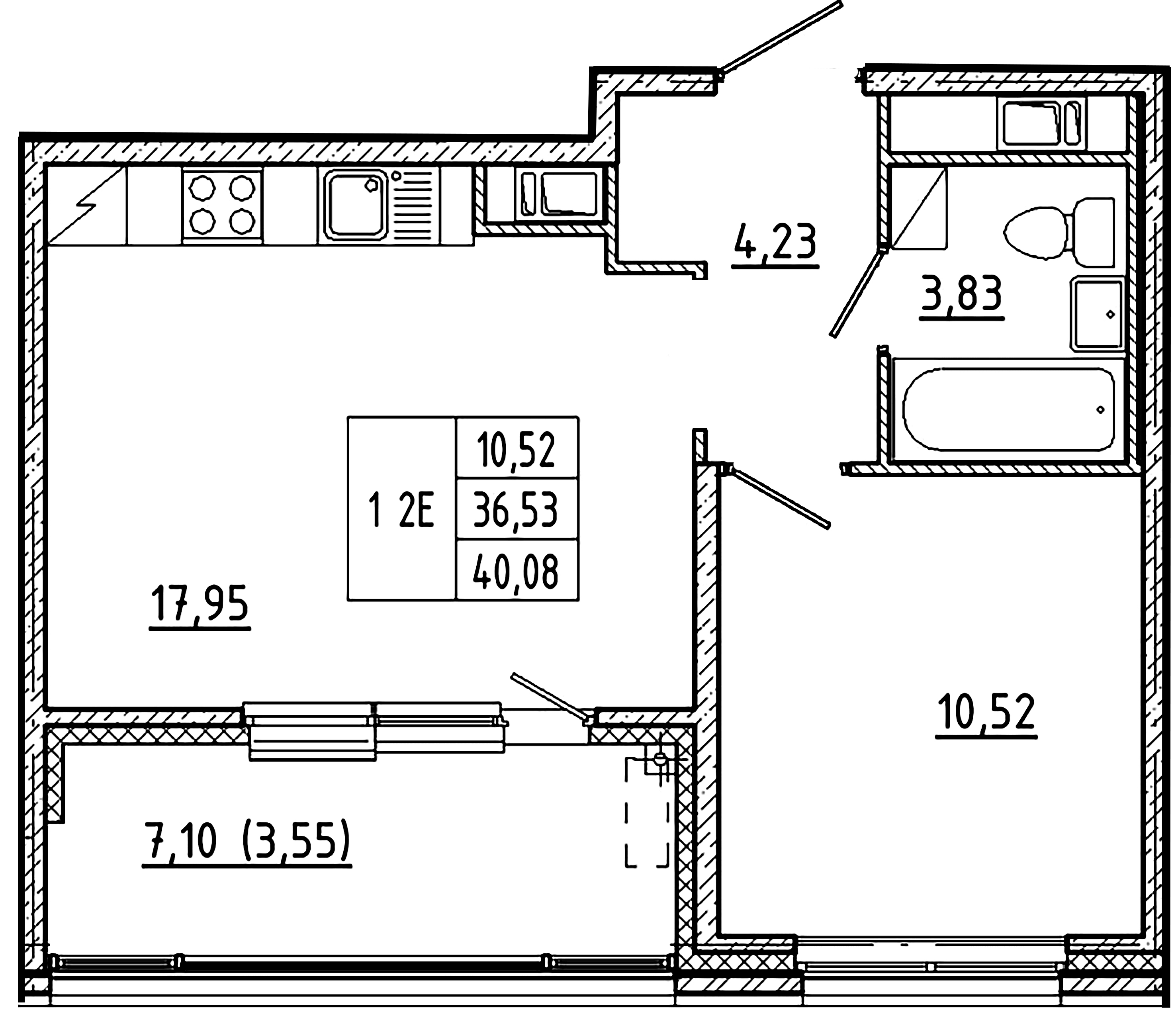 1-комнатная квартира  №151 в Клубный дом №8: 40.08 м², этаж 9 - купить в Санкт-Петербурге