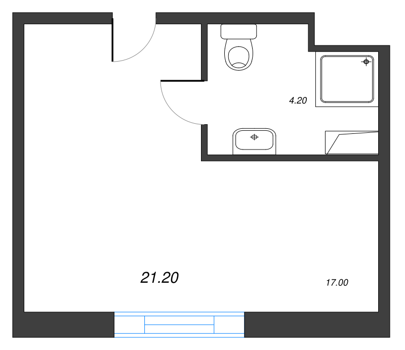 1-комнатная квартира  №1052 в VIDI: 21.1 м², этаж 10 - купить в Санкт-Петербурге