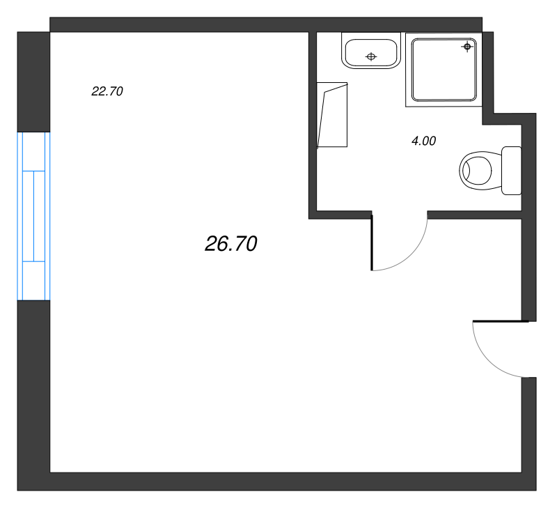 1-комнатная квартира  №1051 в VIDI: 26.9 м², этаж 10 - купить в Санкт-Петербурге