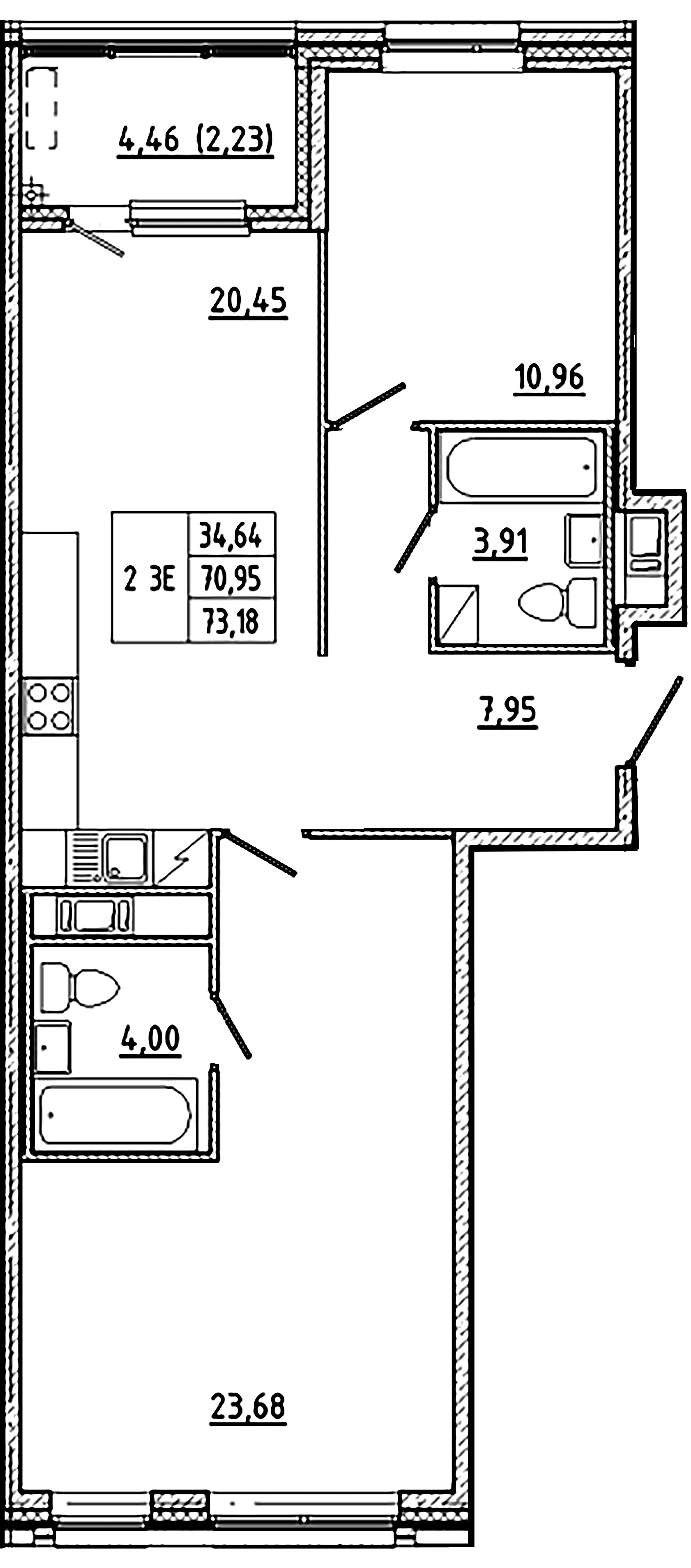 2-комнатная квартира  №162 в Клубный дом №8: 73.18 м², этаж 3 - купить в Санкт-Петербурге