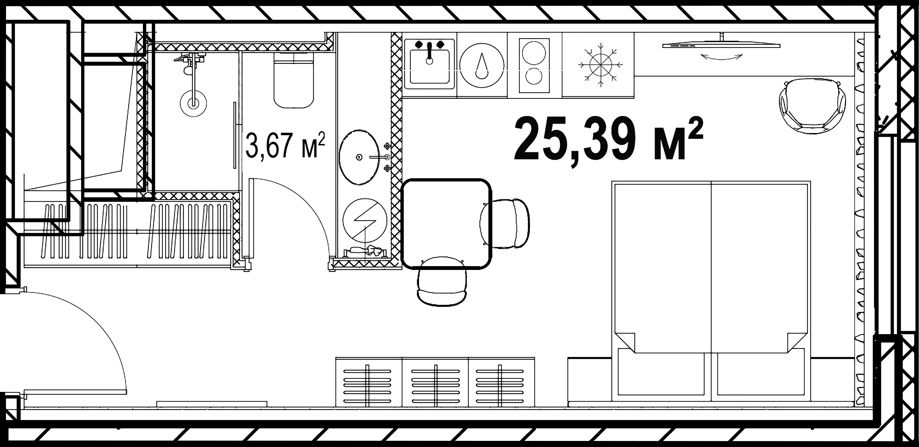 1-комнатная квартира  №21.36 в Saan: 25.39 м², этаж 21 - купить в Санкт-Петербурге