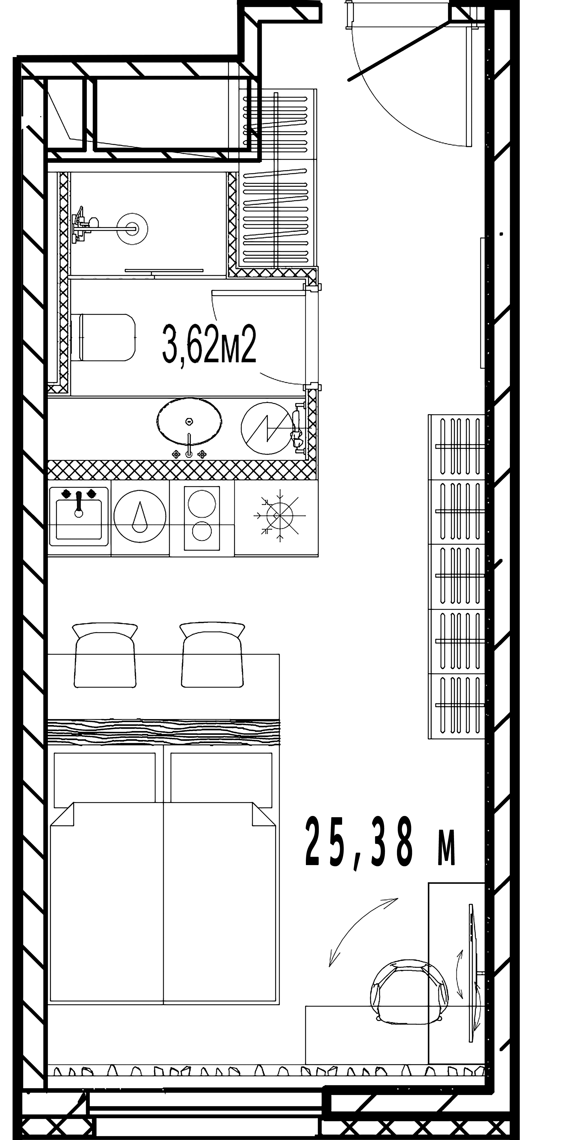 1-комнатная квартира  №21.1 в Saan: 25.38 м², этаж 21 - купить в Санкт-Петербурге