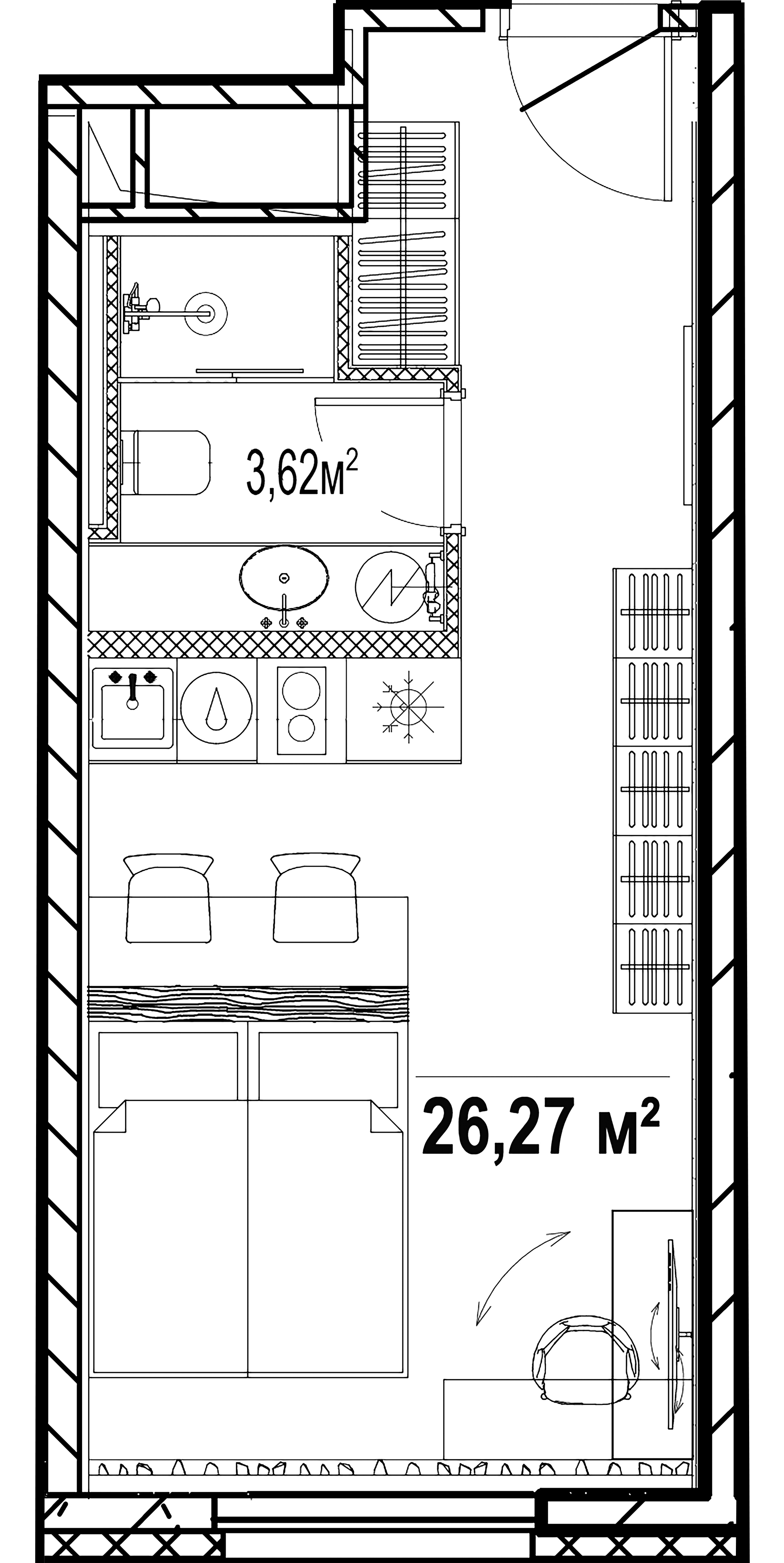 1-комнатная квартира  №21.3 в Saan: 26.27 м², этаж 21 - купить в Санкт-Петербурге