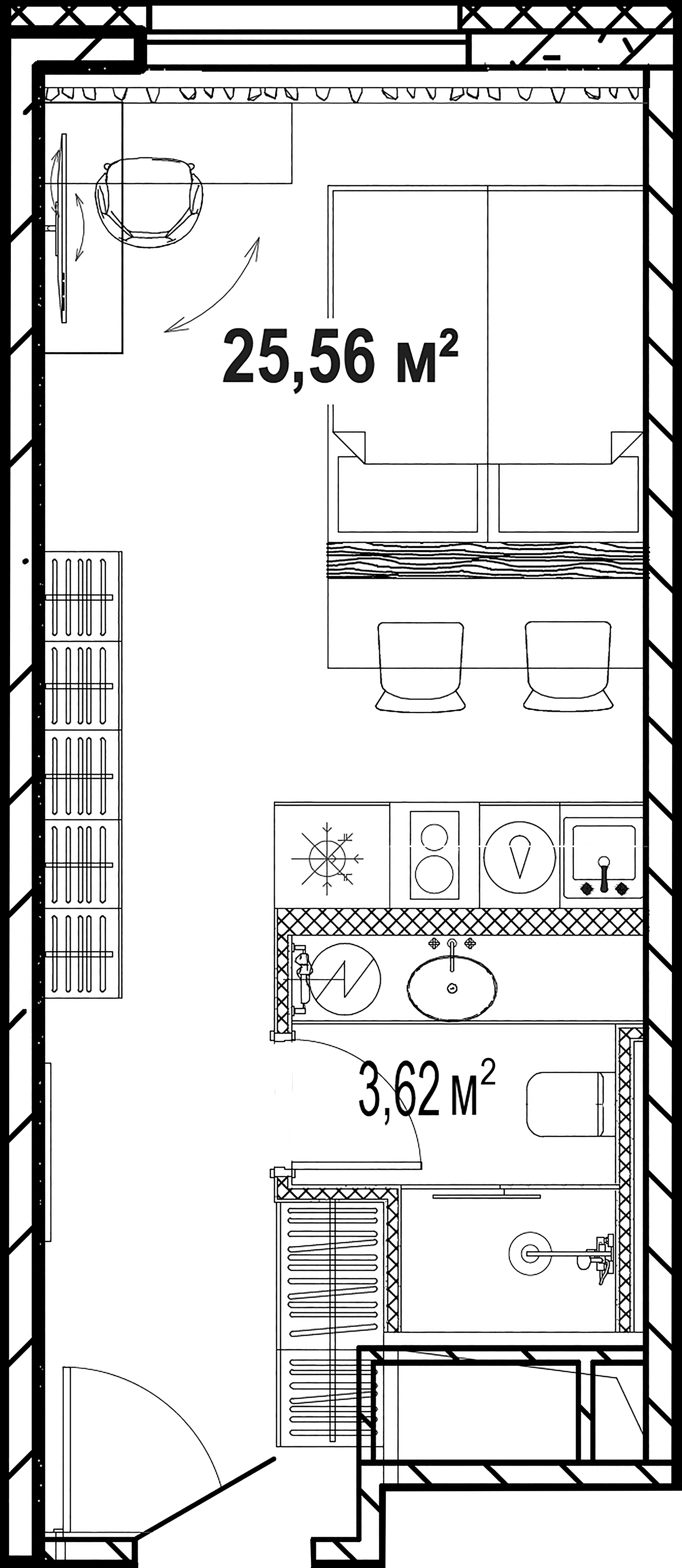 1-комнатная квартира, 25.56 м²; этаж: 20 - купить в Санкт-Петербурге