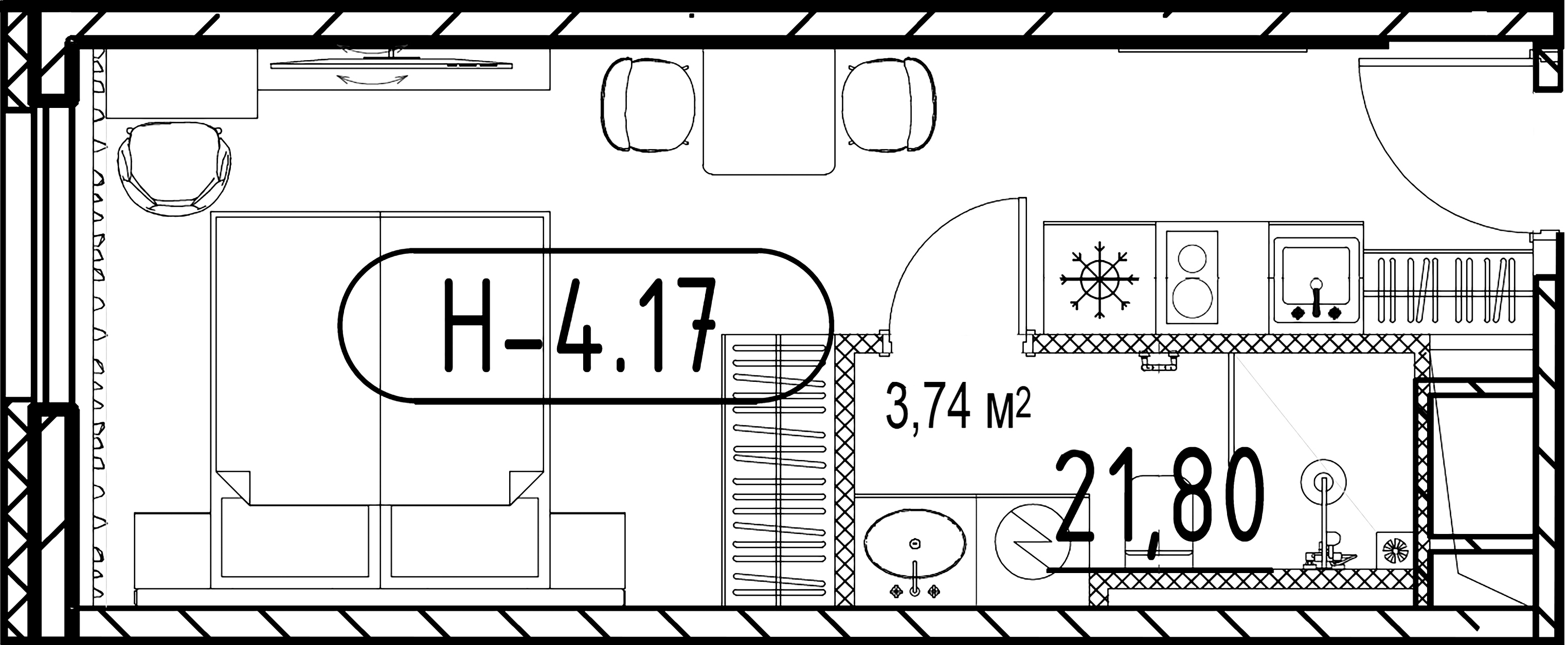 1-комнатная квартира  №8.17 в Saan: 21.8 м², этаж 8 - купить в Санкт-Петербурге