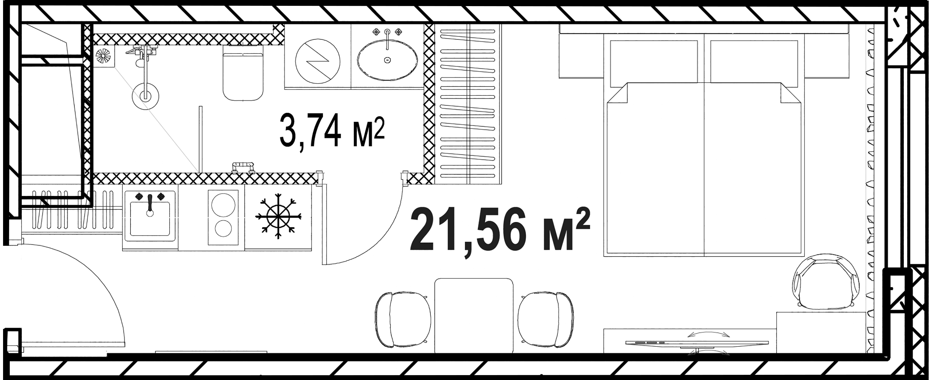 1-комнатная квартира №19 в: Saan: 21.56 м²; этаж: 20 - купить в Санкт-Петербурге