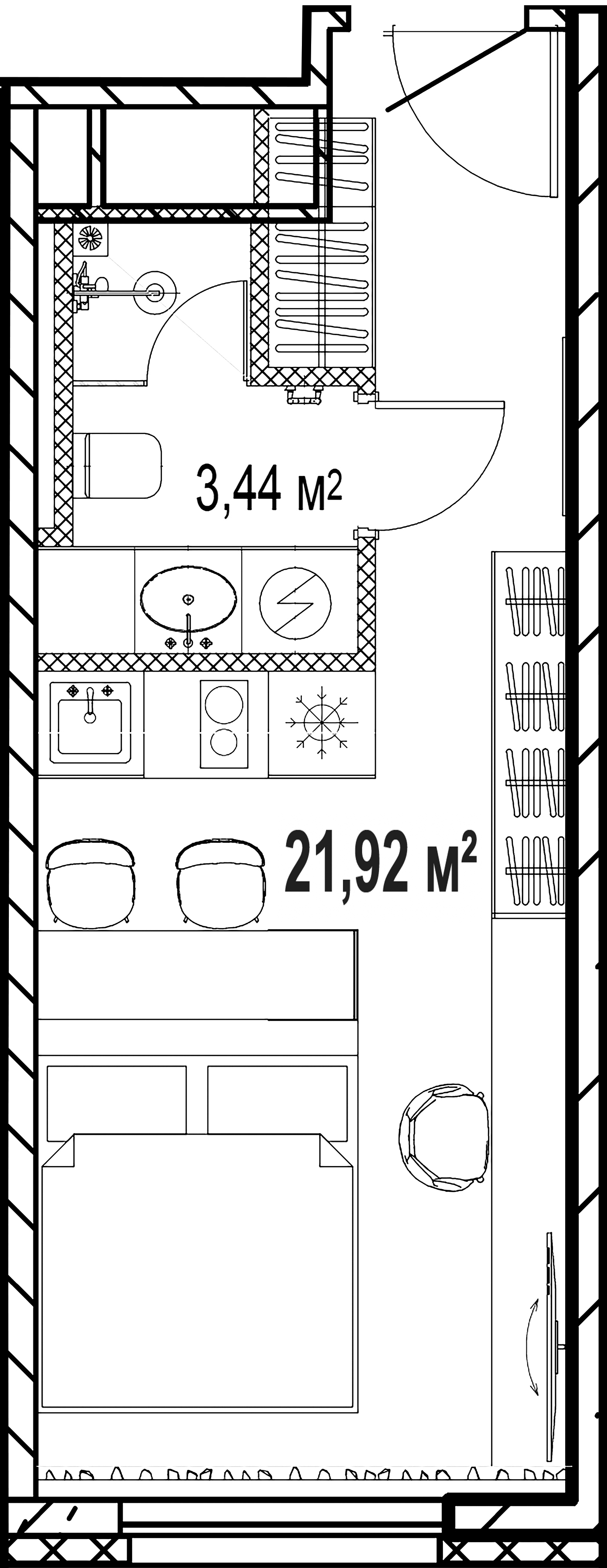 1-комнатная квартира №19 в: Saan: 21.92 м²; этаж: 20 - купить в Санкт-Петербурге