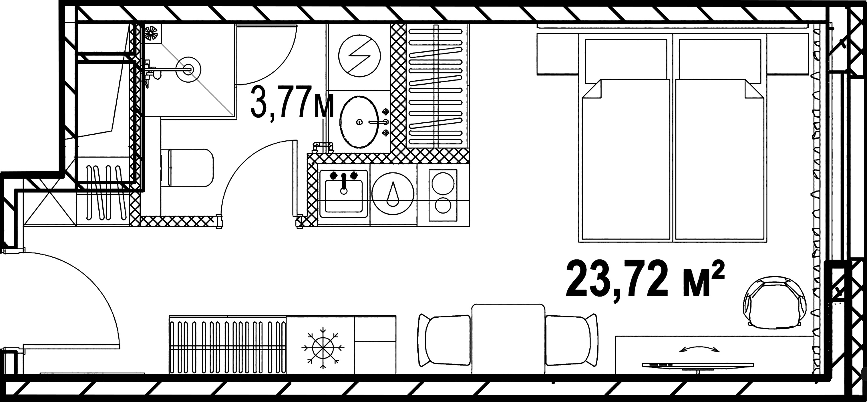 1-комнатная квартира  №21.30 в Saan: 23.72 м², этаж 21 - купить в Санкт-Петербурге