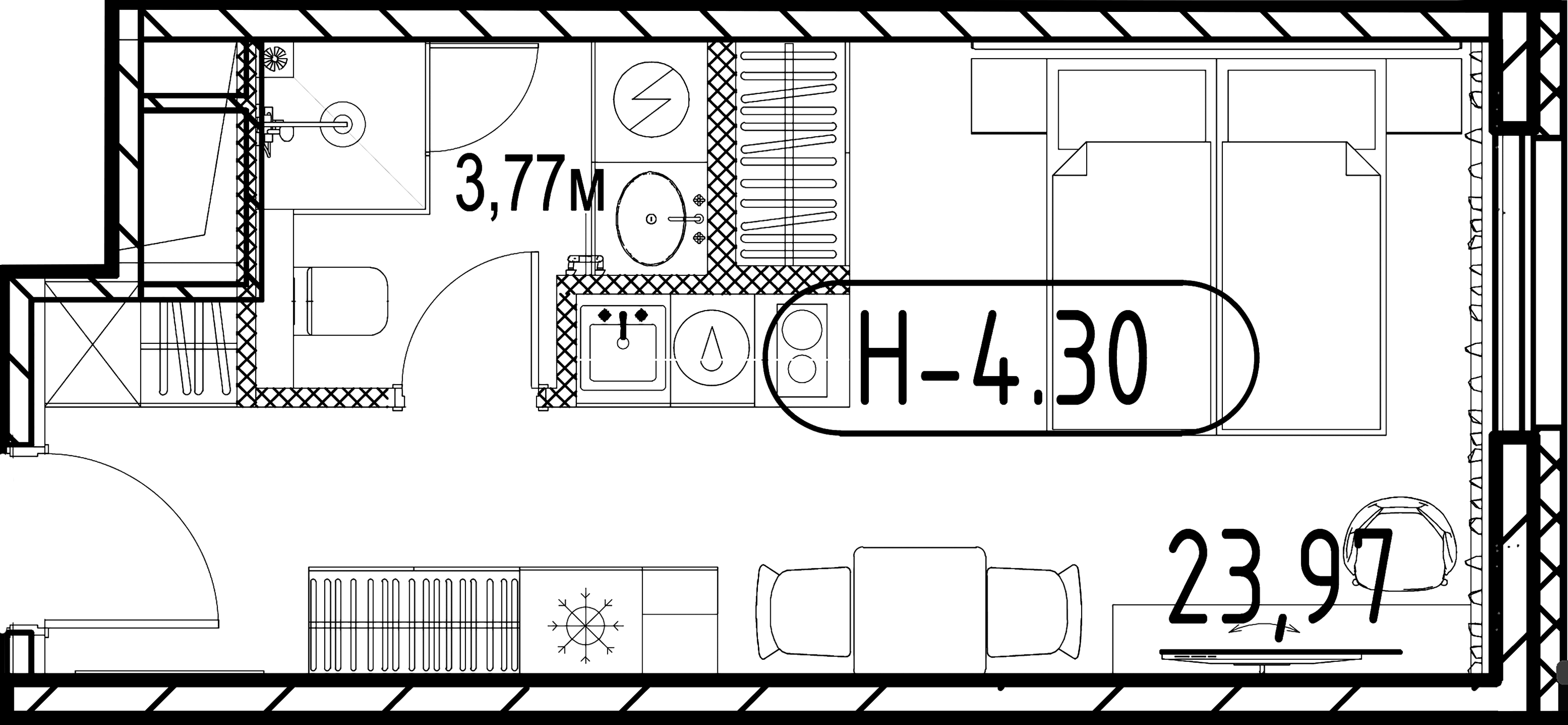 1-комнатная квартира, 25.95 м²; этаж: 8 - купить в Санкт-Петербурге