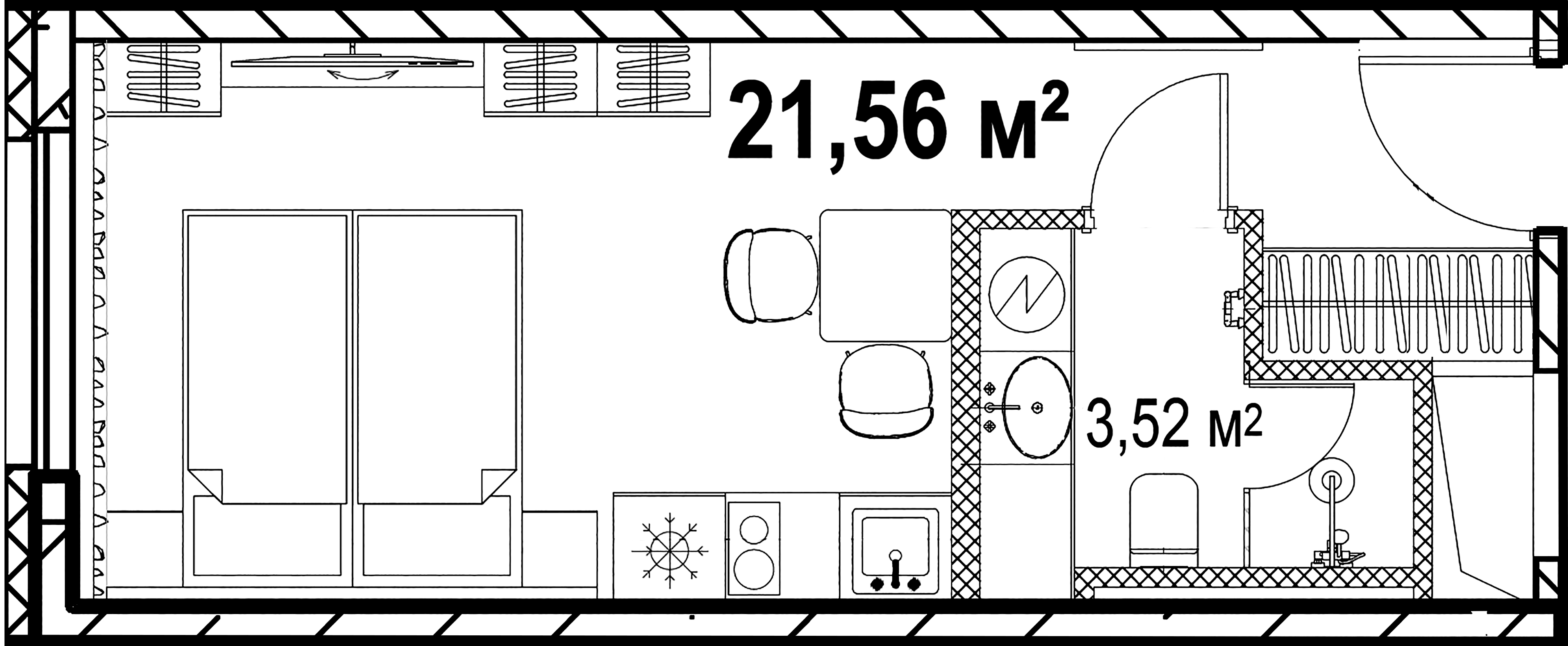 1-комнатная квартира №19 в: Saan: 21.56 м²; этаж: 21 - купить в Санкт-Петербурге