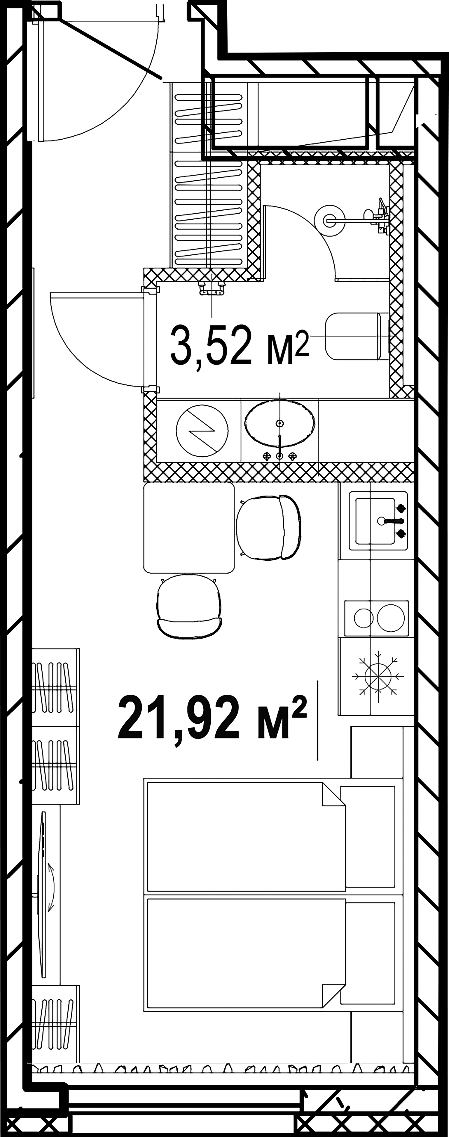 1-комнатная квартира №19 в: Saan: 21.92 м²; этаж: 20 - купить в Санкт-Петербурге