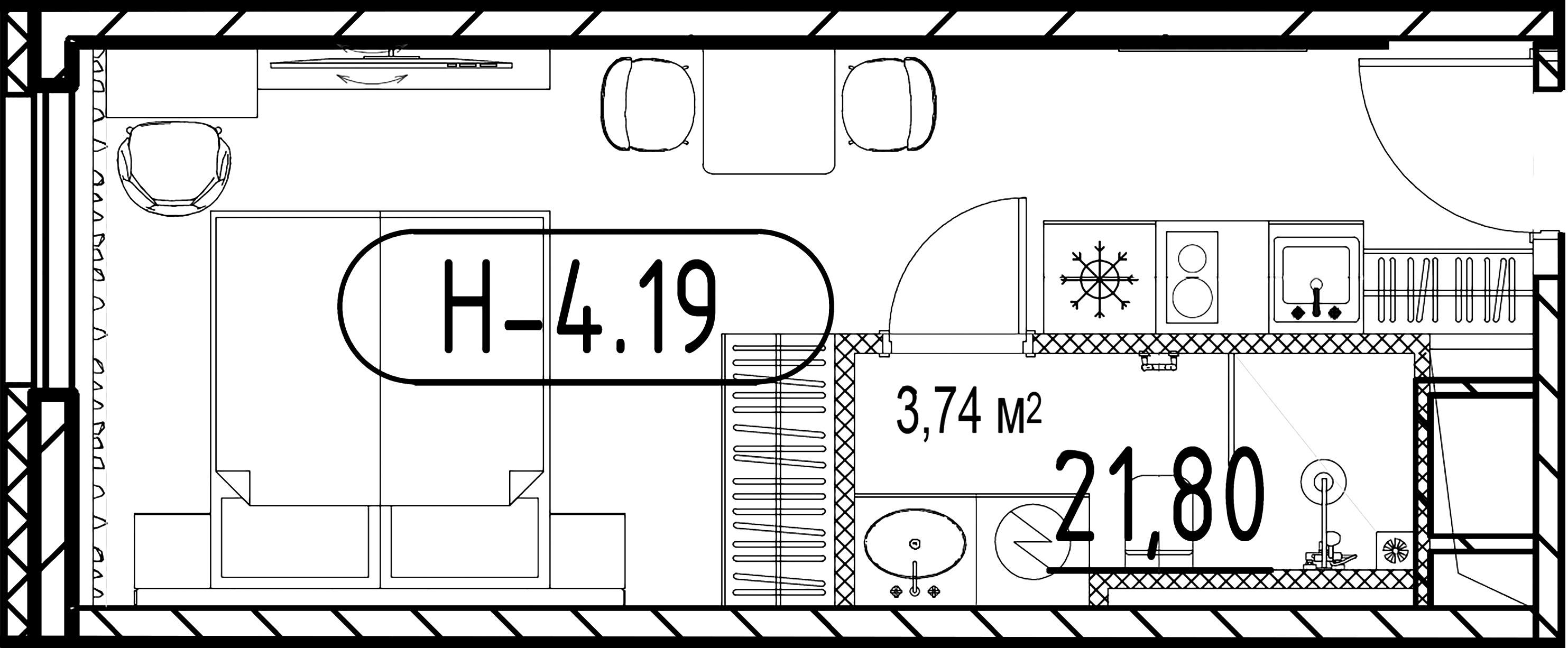 1-комнатная квартира, 21.8 м²; этаж: 8 - купить в Санкт-Петербурге