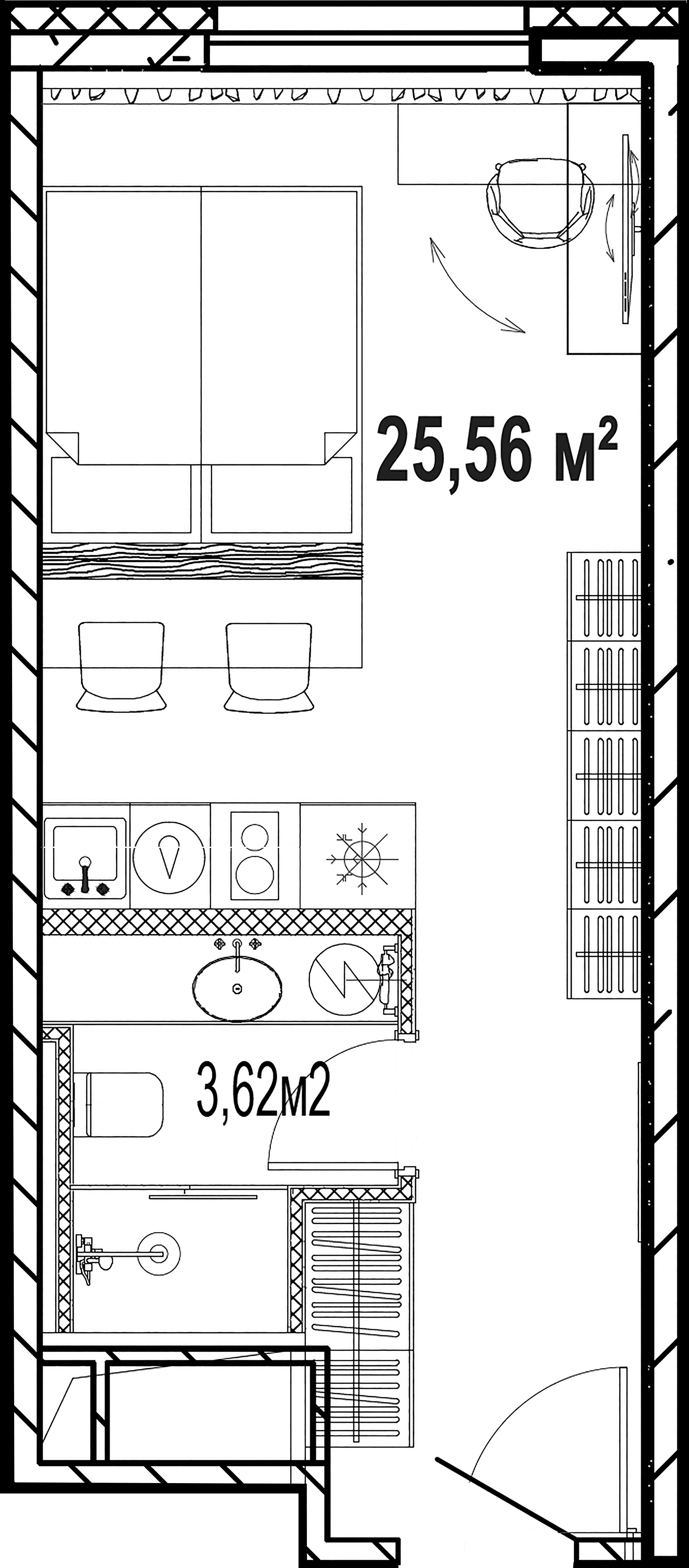 1-комнатная квартира, 25.56 м²; этаж: 20 - купить в Санкт-Петербурге