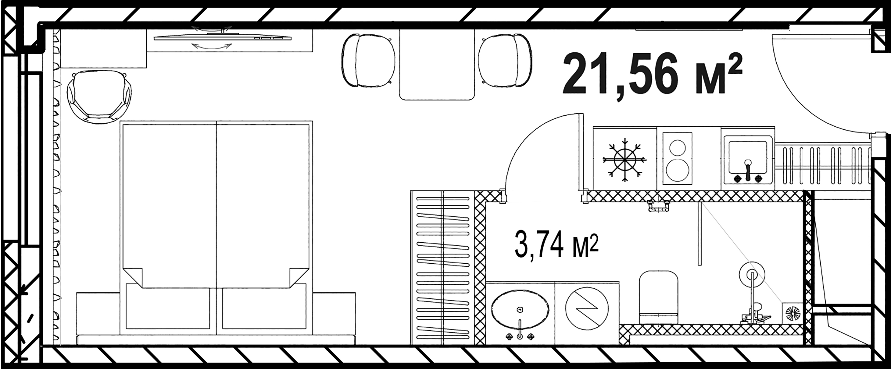 1-комнатная квартира №19 в: Saan: 21.56 м²; этаж: 20 - купить в Санкт-Петербурге