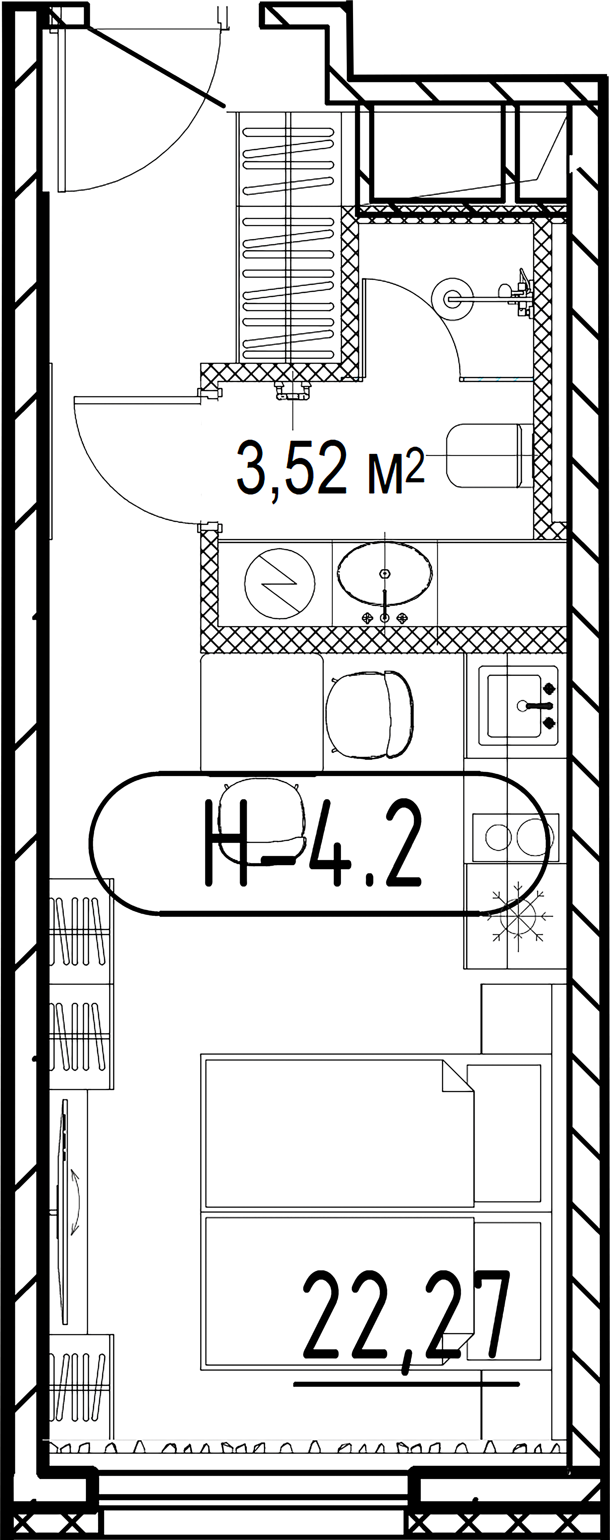 1-комнатная квартира  №9.2 в Saan: 22.27 м², этаж 9 - купить в Санкт-Петербурге