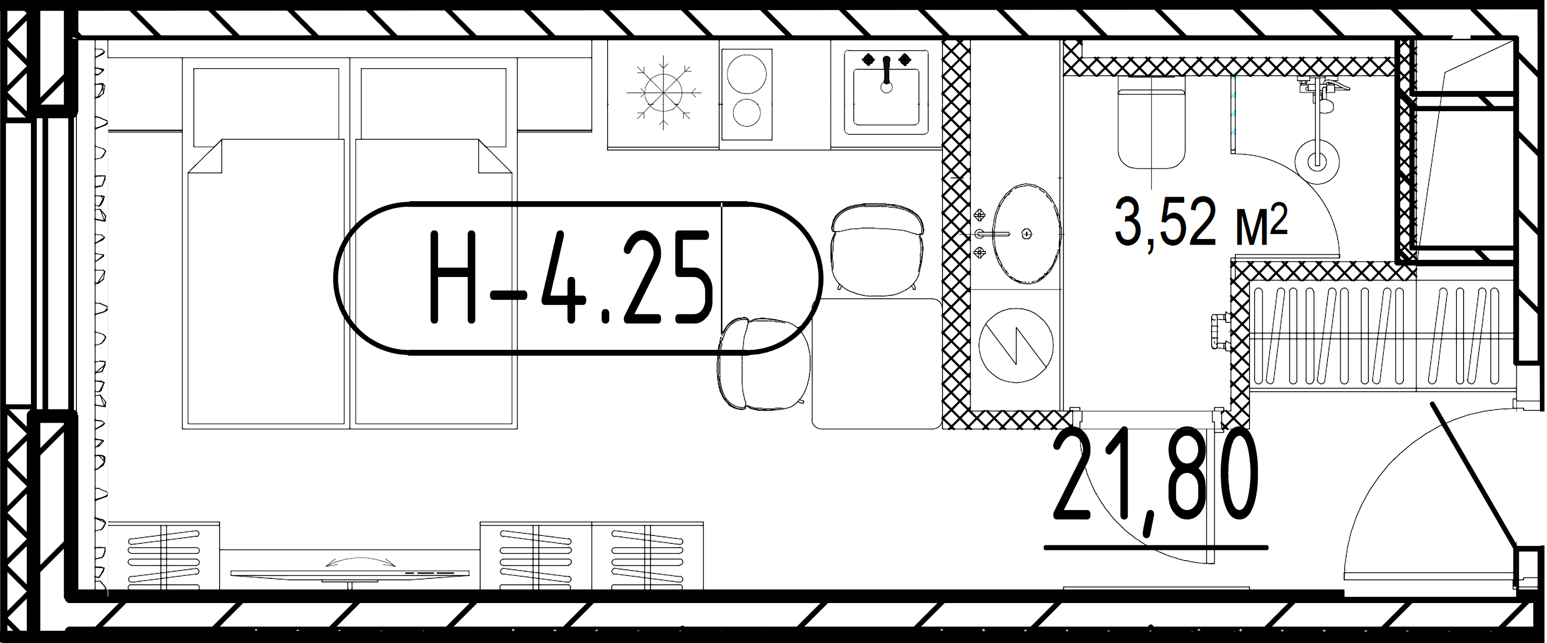 1-комнатная квартира  №9.25 в Saan: 21.8 м², этаж 9 - купить в Санкт-Петербурге