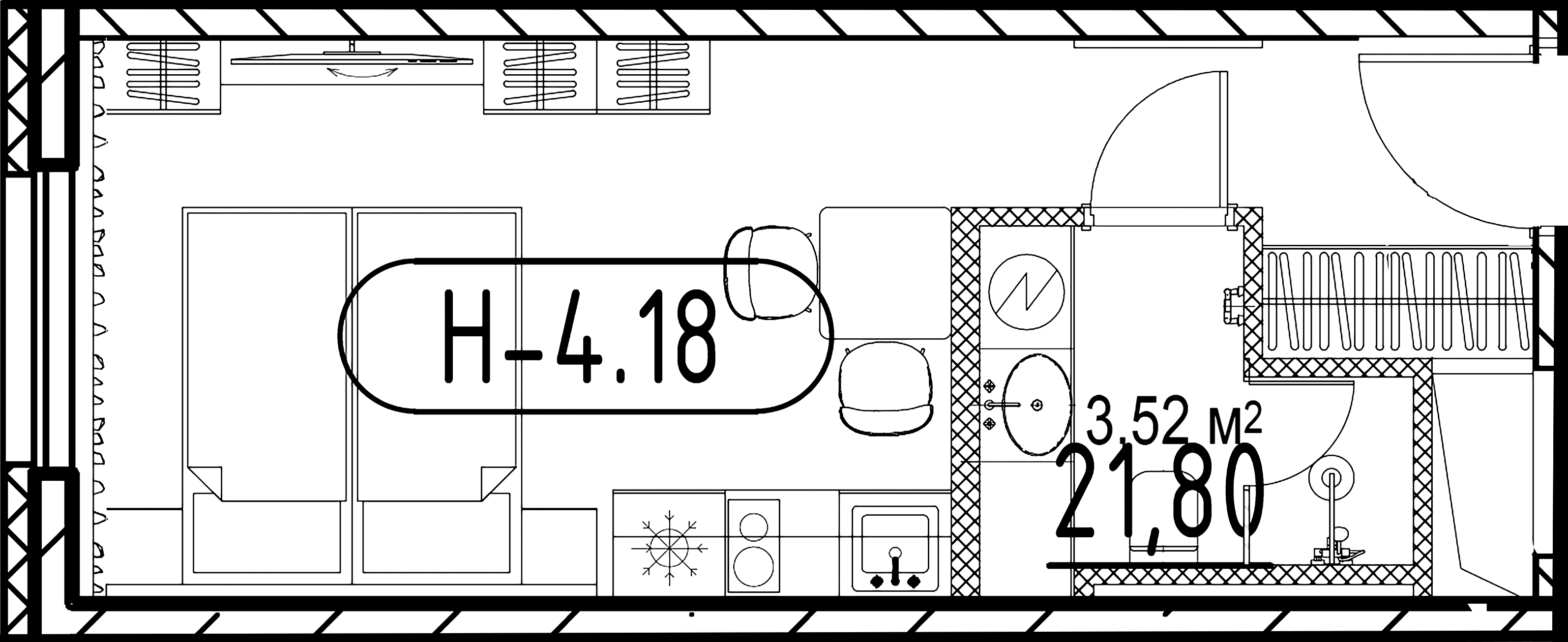 1-комнатная квартира  №12.18 в Saan: 21.8 м², этаж 12 - купить в Санкт-Петербурге