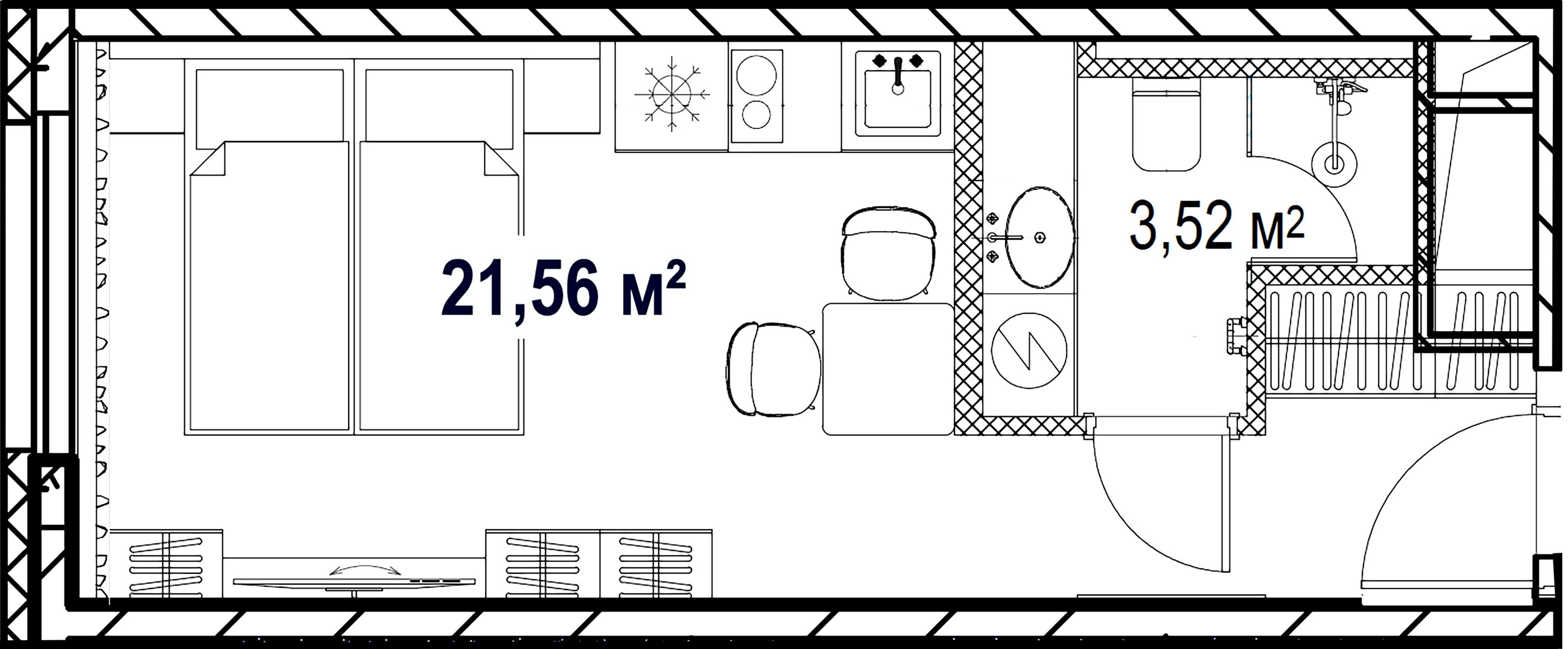 1-комнатная квартира №19 в: Saan: 21.56 м²; этаж: 20 - купить в Санкт-Петербурге