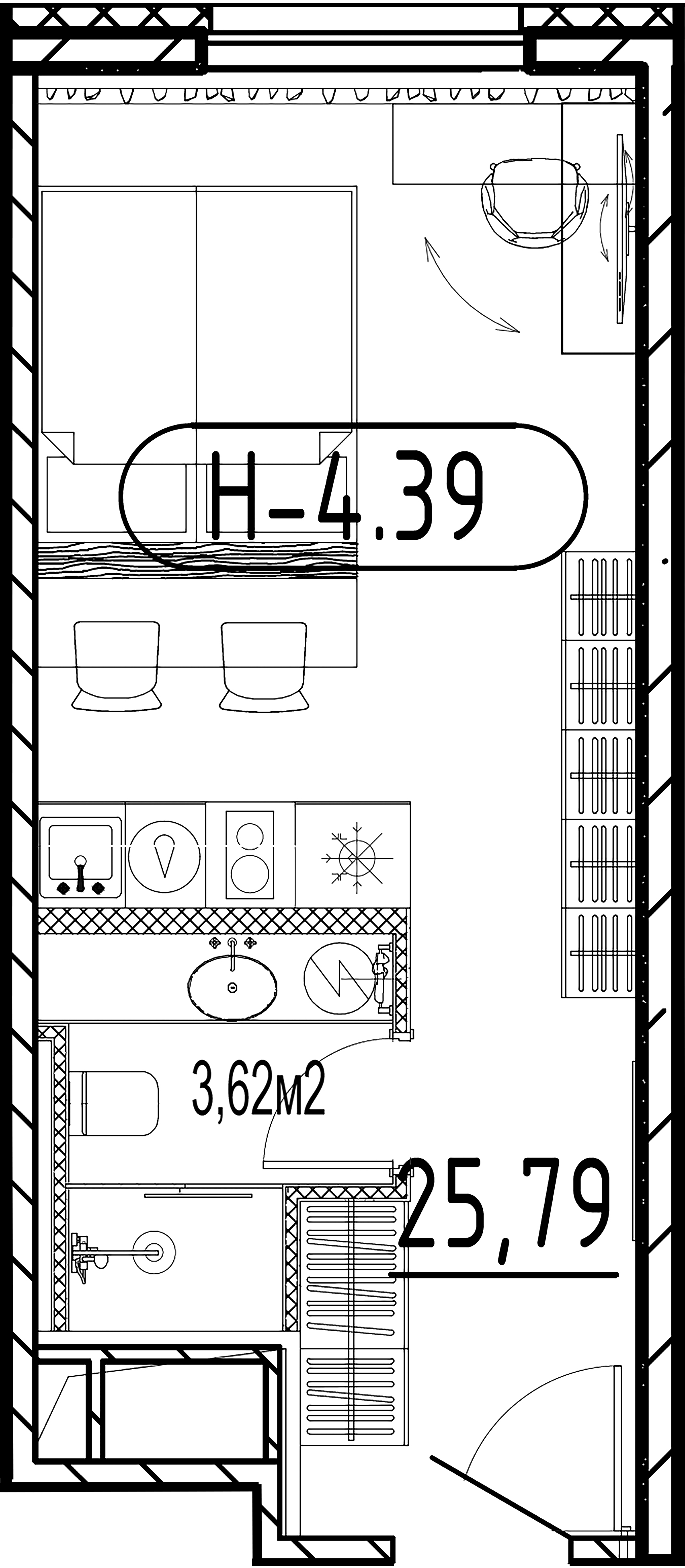 1-комнатная квартира, 25.79 м²; этаж: 12 - купить в Санкт-Петербурге