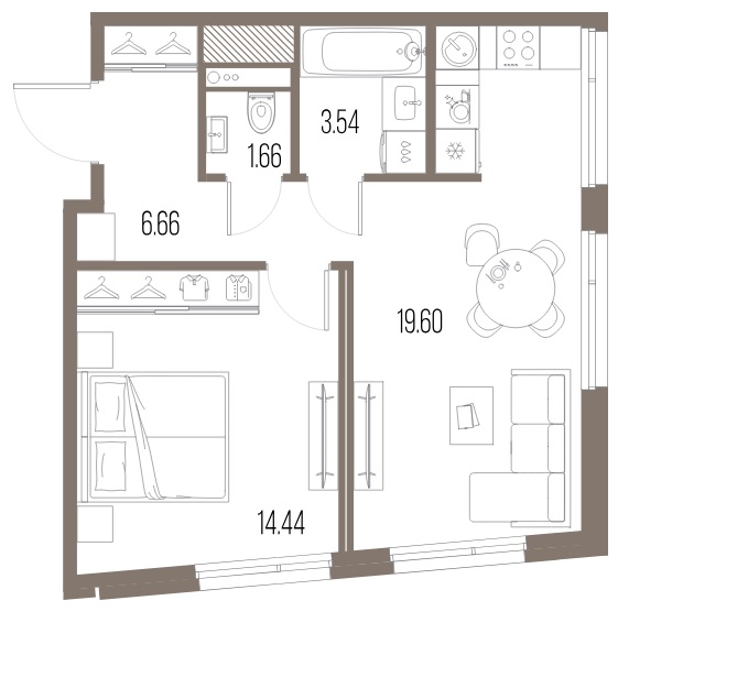 1-комнатная квартира  №472 в Legenda Васильевского: 45.9 м², этаж 8 - купить в Санкт-Петербурге