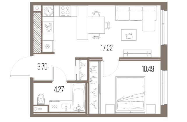 1-комнатная квартира  №114 в Legenda Васильевского: 35.68 м², этаж 9 - купить в Санкт-Петербурге