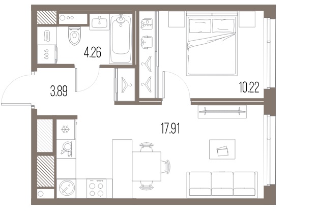 1-комнатная квартира  №264 в Legenda Васильевского: 36.28 м², этаж 6 - купить в Санкт-Петербурге