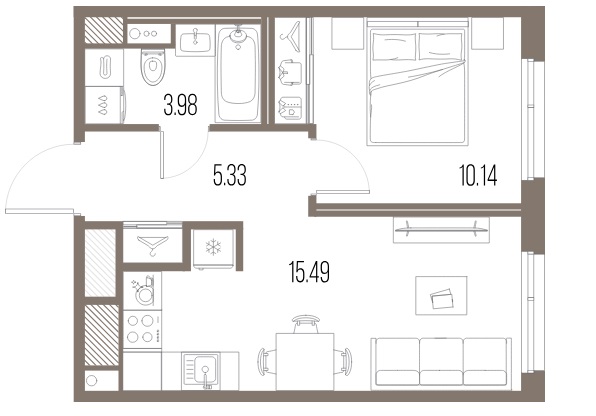 1-комнатная квартира  №131 в Legenda Васильевского: 34.94 м², этаж 10 - купить в Санкт-Петербурге