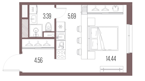 1-комнатная квартира  №133 в Legenda Васильевского: 28.8 м², этаж 10 - купить в Санкт-Петербурге