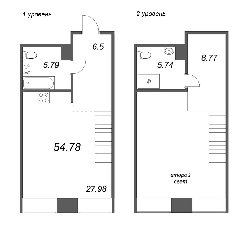 1-комнатная квартира  №151 в Avant: 54.78 м², этаж 4 - купить в Санкт-Петербурге