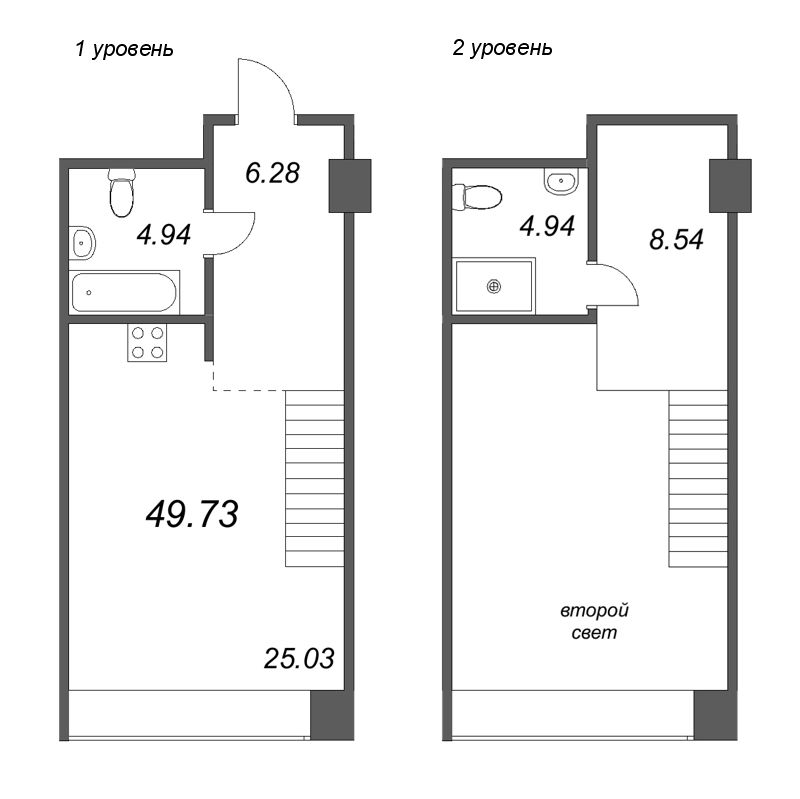 1-комнатная квартира  №147 в Avant: 49.73 м², этаж 4 - купить в Санкт-Петербурге