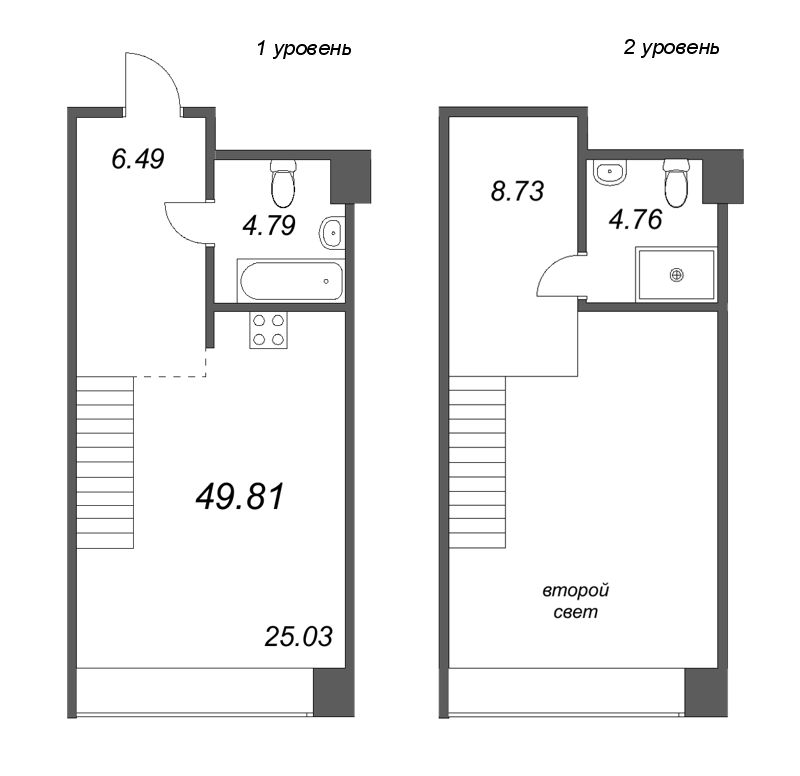 1-комнатная квартира  №150 в Avant: 49.81 м², этаж 4 - купить в Санкт-Петербурге