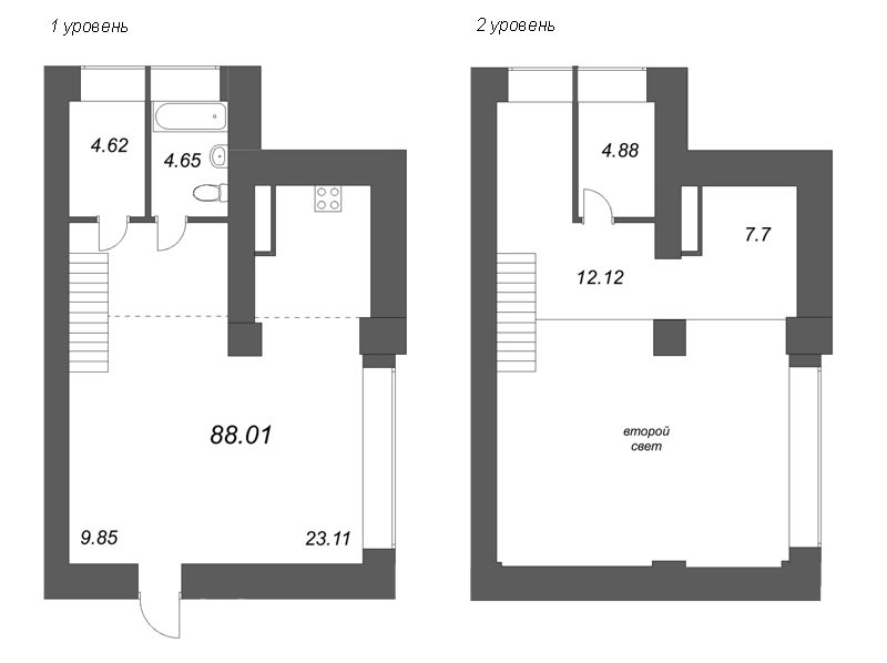 1-комнатная квартира  №139 в Avant: 88.01 м², этаж 4 - купить в Санкт-Петербурге