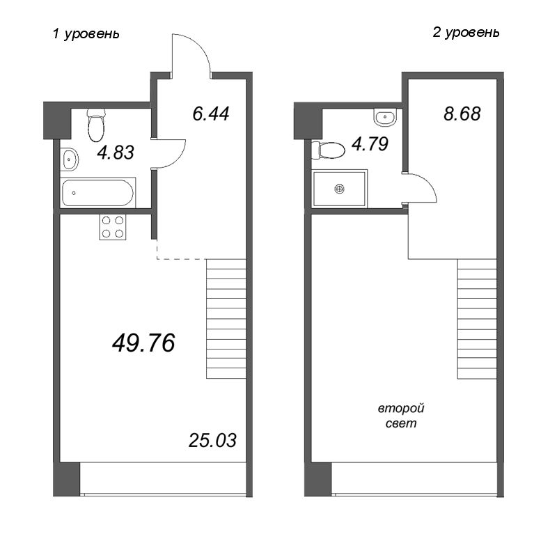 1-комнатная квартира  №149 в Avant: 49.76 м², этаж 4 - купить в Санкт-Петербурге