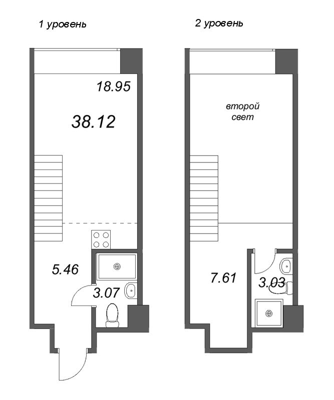 1-комнатная квартира  №153 в Avant: 38.12 м², этаж 4 - купить в Санкт-Петербурге