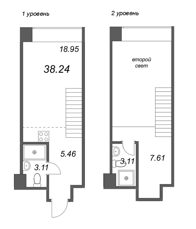 1-комнатная квартира  №152 в Avant: 38.24 м², этаж 4 - купить в Санкт-Петербурге