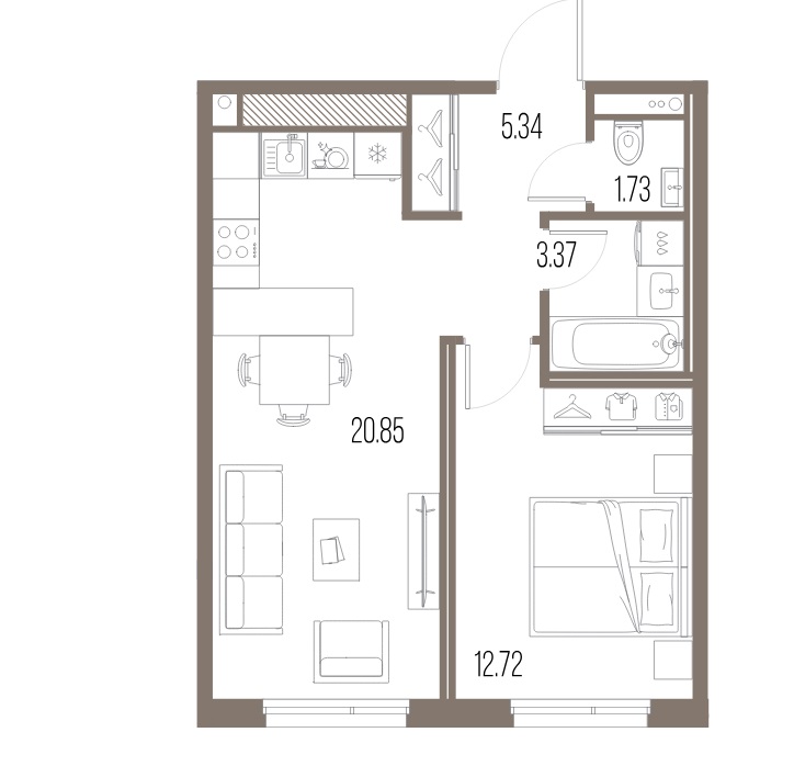 1-комнатная квартира  №339 в Legenda Васильевского: 44.01 м², этаж 6 - купить в Санкт-Петербурге