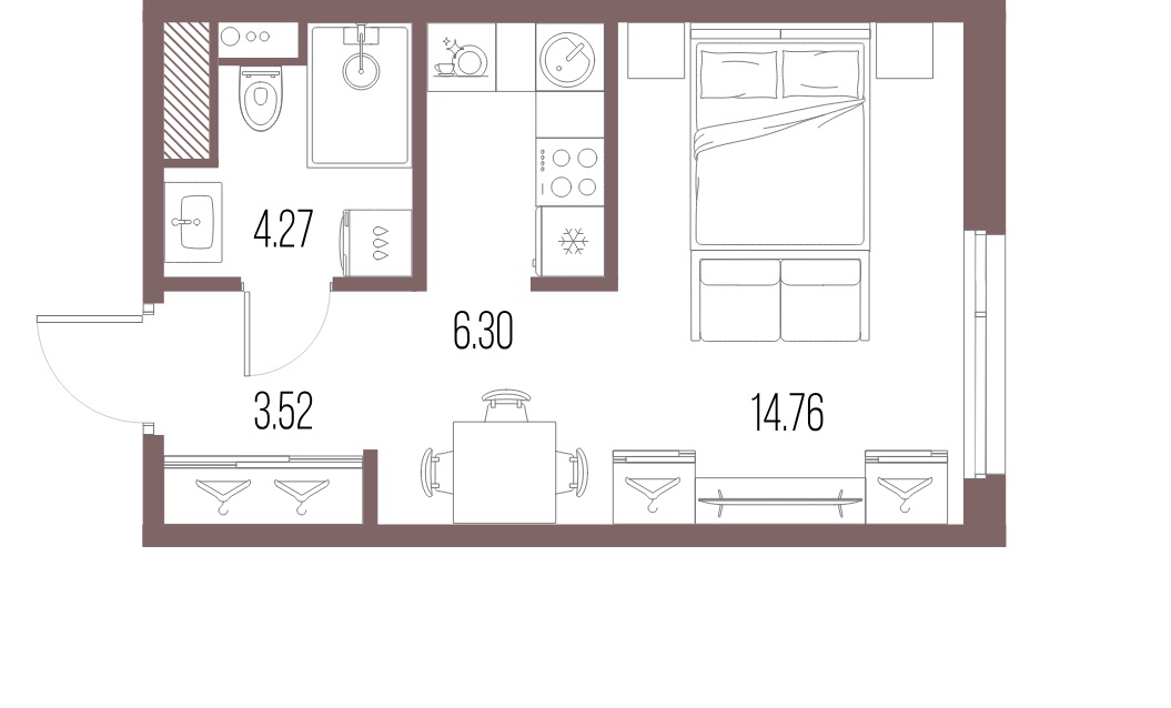 1-комнатная квартира  №287 в Legenda Васильевского: 28.85 м², этаж 8 - купить в Санкт-Петербурге
