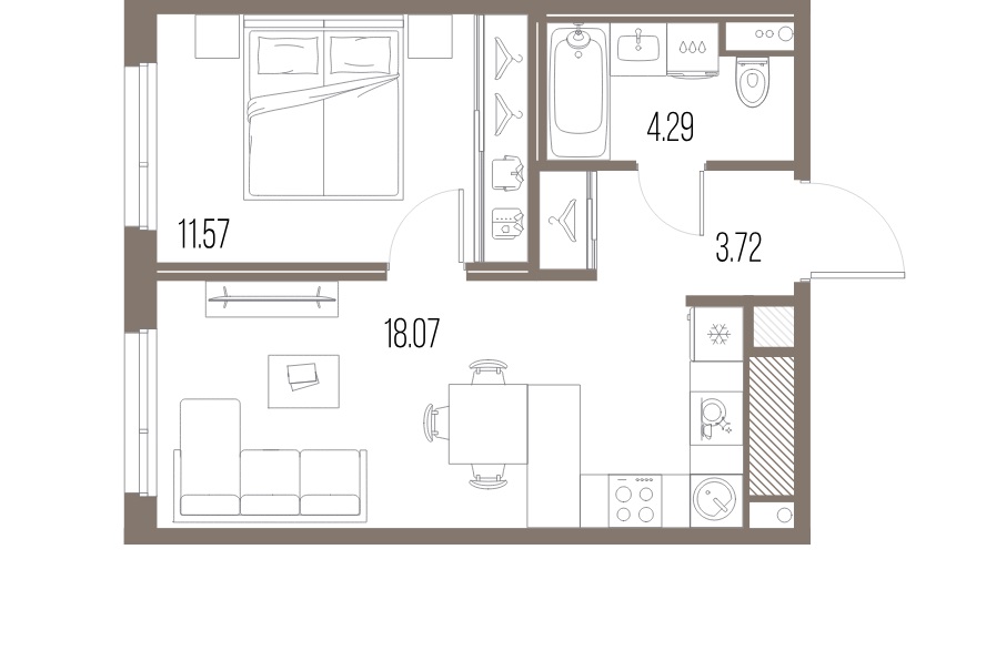 1-комнатная квартира  №11 в Legenda Васильевского: 37.65 м², этаж 2 - купить в Санкт-Петербурге