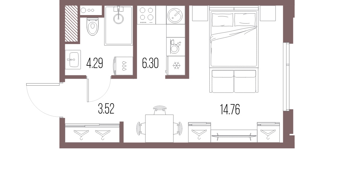1-комнатная квартира  №456 в Legenda Васильевского: 28.87 м², этаж 7 - купить в Санкт-Петербурге