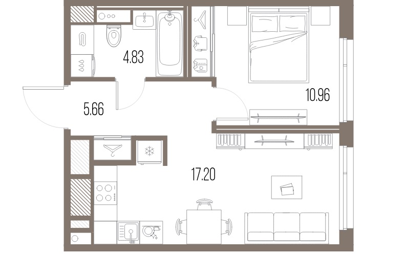 1-комнатная квартира  №495 в Legenda Васильевского: 38.65 м², этаж 10 - купить в Санкт-Петербурге