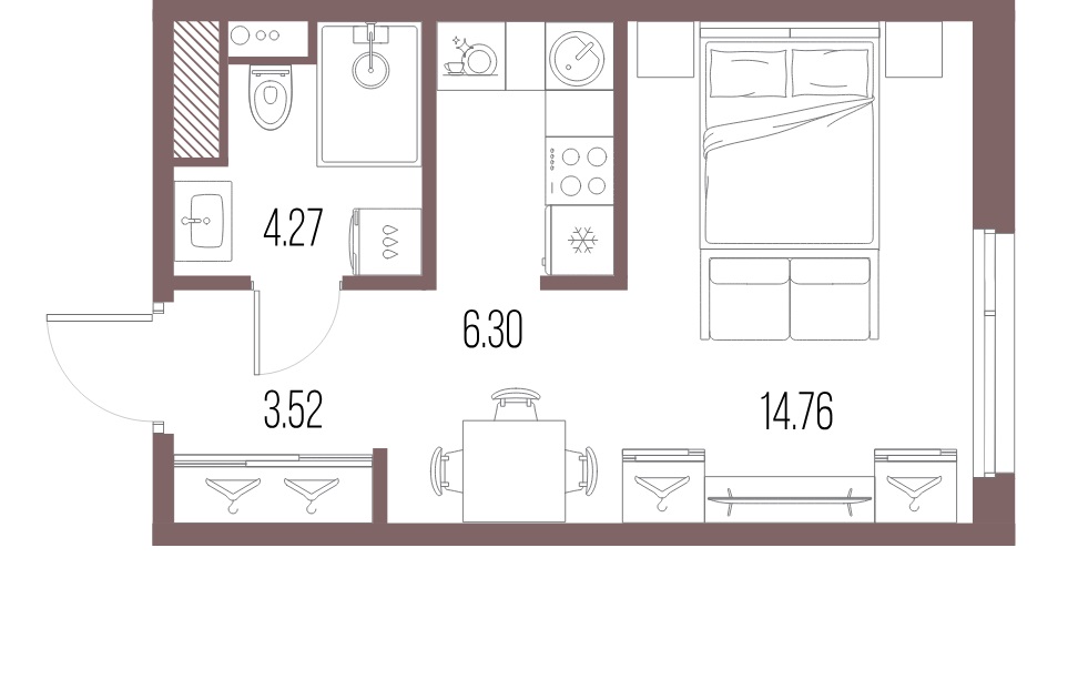 1-комнатная квартира  №239 в Legenda Васильевского: 28.85 м², этаж 4 - купить в Санкт-Петербурге