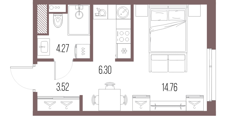 1-комнатная квартира  №311 в Legenda Васильевского: 28.85 м², этаж 10 - купить в Санкт-Петербурге