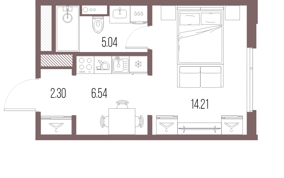 1-комнатная квартира  №494 в Legenda Васильевского: 28.9 м², этаж 10 - купить в Санкт-Петербурге