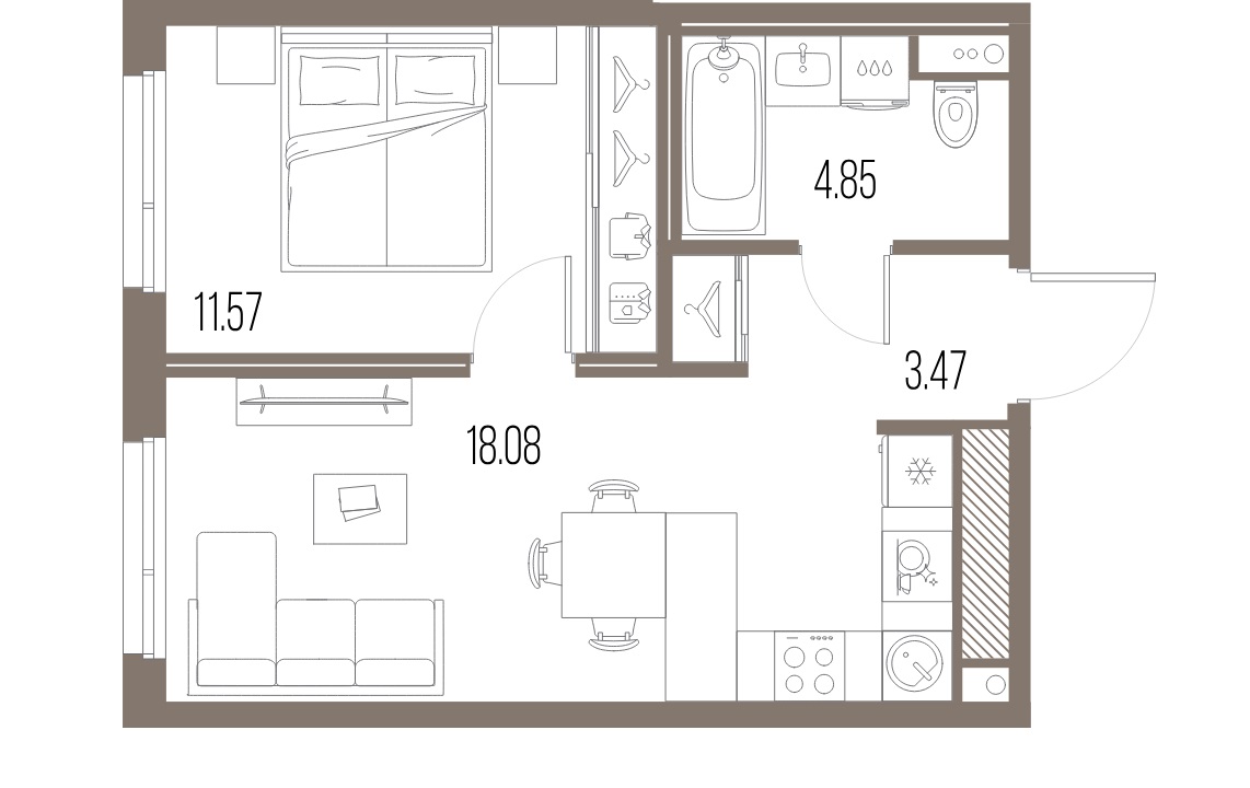 1-комнатная квартира  №126 в Legenda Васильевского: 37.97 м², этаж 9 - купить в Санкт-Петербурге