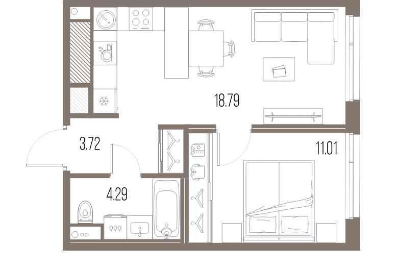 1-комнатная квартира  №278 в Legenda Васильевского: 37.81 м², этаж 7 - купить в Санкт-Петербурге