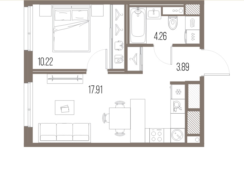 1-комнатная квартира  №403 в Legenda Васильевского: 36.28 м², этаж 2 - купить в Санкт-Петербурге