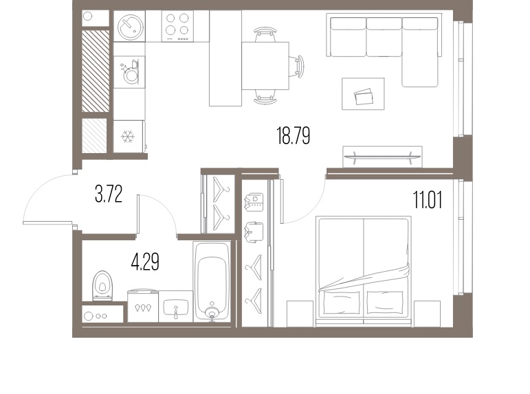 1-комнатная квартира  №302 в Legenda Васильевского: 37.81 м², этаж 9 - купить в Санкт-Петербурге