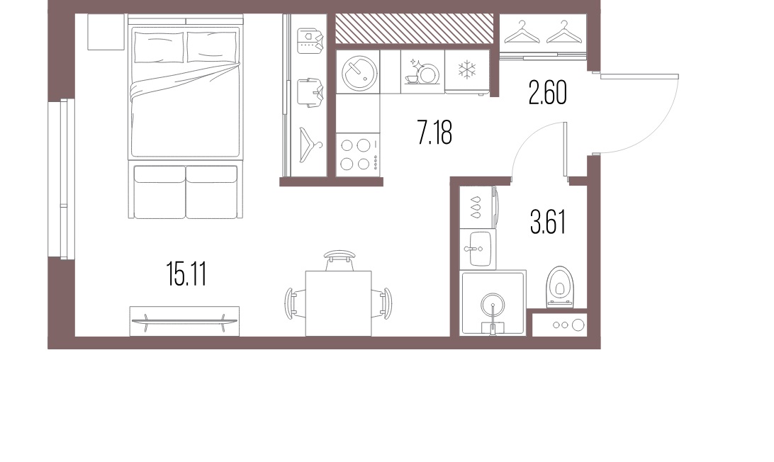 1-комнатная квартира  №488 в Legenda Васильевского: 28.5 м², этаж 9 - купить в Санкт-Петербурге