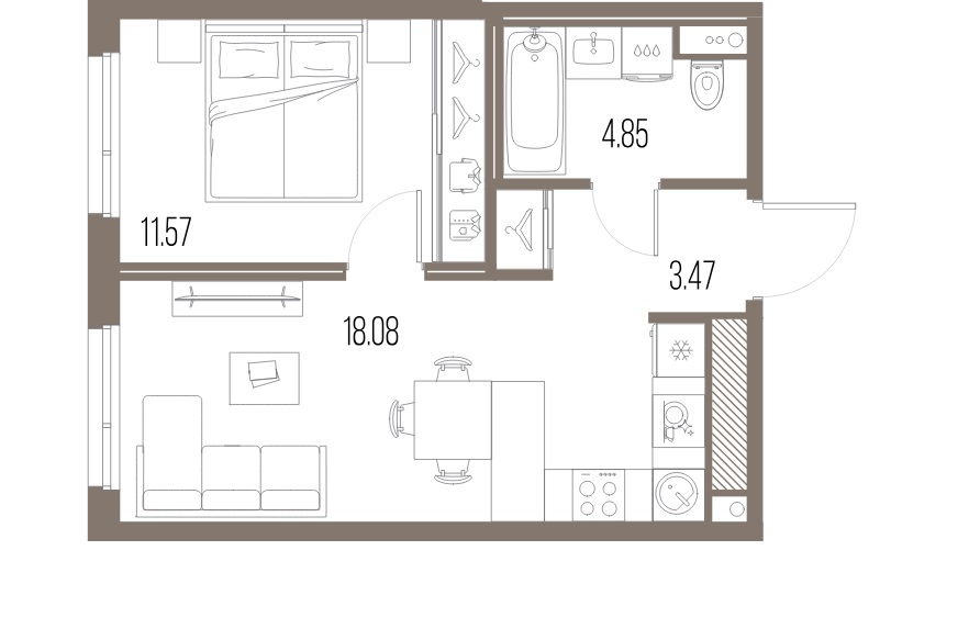1-комнатная квартира  №471 в Legenda Васильевского: 38.65 м², этаж 8 - купить в Санкт-Петербурге