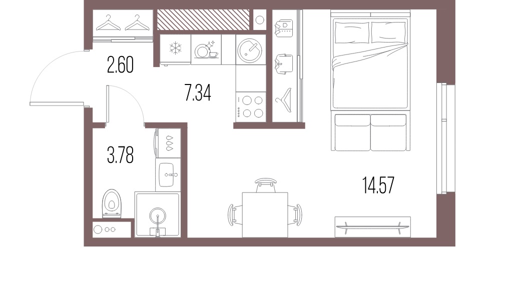 1-комнатная квартира  №33 в Legenda Васильевского: 28.29 м², этаж 4 - купить в Санкт-Петербурге